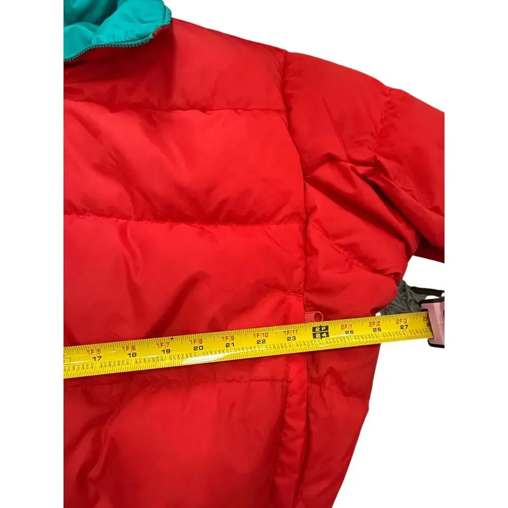 Vintage Columbia Reversible Duck Down Puffer Jacket Teal Red